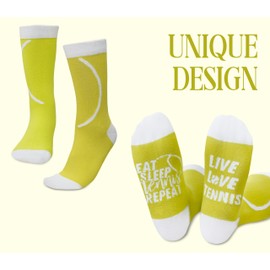 InnoBeta Tennis Gifts for Tennis Lovers & Coach for Christmas & Birthday, One Size Crew Socks