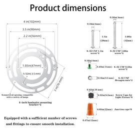 2 Pack Universal Light Fixture Mounting Bracket, 4 Inches Diameter Steel Round Universal Light Crossbar with Screws and Nuts, Mounting Bracket for Mount Wall Light, Close to Ceiling Light