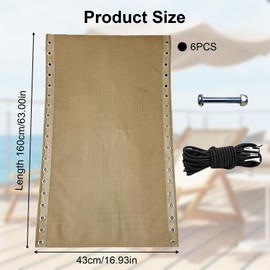 Zero Gravity Chair Replacement Fabric 63" x 17", 4Pcs Replacement Lace Cords with Screw, Chair Replacement Cord Anti Gravity Chair Repair Kit for Folding Recliner Outdoor Lounge Chair, Tan