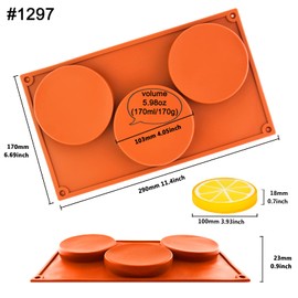 Funshowcase Moldes de silicona de 3 cavidades de disco redondo grande para caramelos, paquete de 4