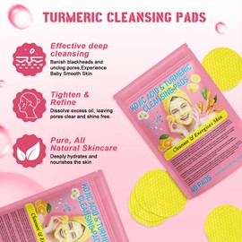 2Pack Turmeric Cleansing Pads, Turmeric Cleansing Pads Helps Balance Skin Oil And Water, Remove Excess Keratin From The Body'S Skin,Turmeric Cleansing Pads for Face & Body(80PCS)-A