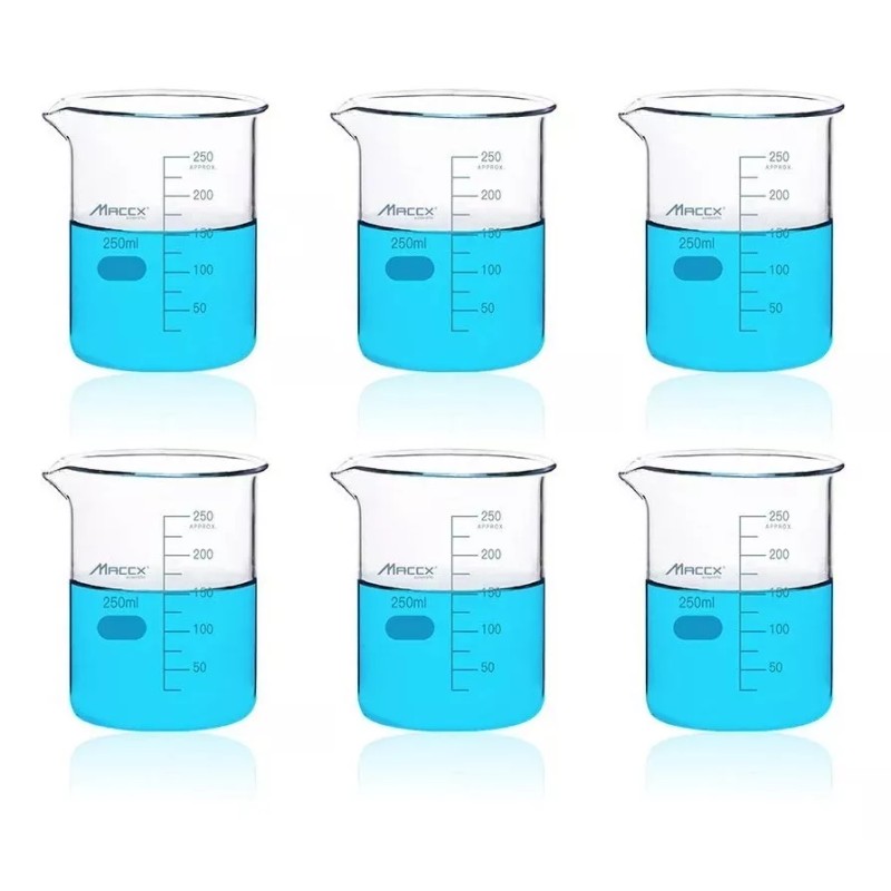 Maccx Paquete De 6 Vasos De Precipitado Laboratorio 250ml