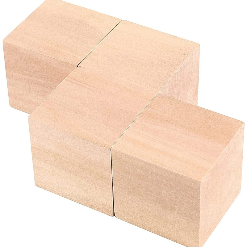 HOIGON 4 PCS 2.75 x 2.75 x 2.75 Inch Wooden