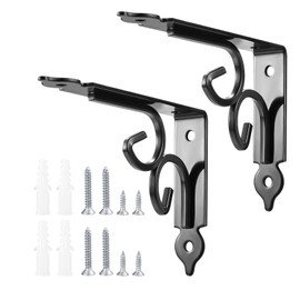 Floating Shelf Brackets, Decorative Shelf Brackets and Supports, Rustic Shelves Brackets Heavy Duty Steel, Wall Corner Shelving Brackets, Joint Right Angle Corner Brace with Screw - 2 Pcs/Black