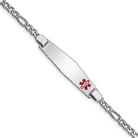 Sterling Silver Rhodium-plated Medical ID Figaro Link Bracelet