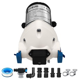 Upgraded R3526144D RV Water Pump,3 GPM 12V DC 50 PSI Triplex Diaphragm Water Pump Compatible With Flojet R3526144D RV Water Pump,With Strainer and Pressure Switch for RV Yacht Marine Caravan-White