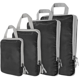 LANSKLBD 4 Set Compression Packing Cubes for Suitcases, Luggage Packing Organizers Bag Travel Accessories(Black)
