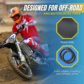 (2-Pack) 100/90-19 (4.10 x 19) Heavy-Duty Motorcycle Inner Tubes - 3mm Thick Butyl Rubber Inner Tubes - Pinch and Puncture-Resistant Tubes - TR4 Valve Stems - Designed for Off-Road and Motocross Tires