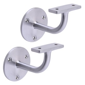 HANDLEZONE® 2 Pack Heavy Duty Handrail Bracket for Stair Bannister, Wood and Steel Handrail - Satin Chrome