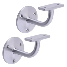 HANDLEZONE® 2 Pack Heavy Duty Handrail Bracket for Stair Bannister, Wood and Steel Handrail - Satin Chrome