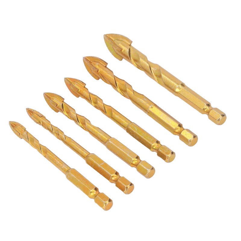 6Pcs Cross Spearhead Drill Bit Carbide Hex Shank Drilling Tool