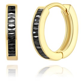 GLOQUAT Olive Leaf with Zirconia Huggie Hoop Earrings 18K Gold Plated Hypoallergenic Lightweight Hoop Earrings Cubic Zirconia Cuff Earrings Huggie Stud Jewelry Gifts 10mm