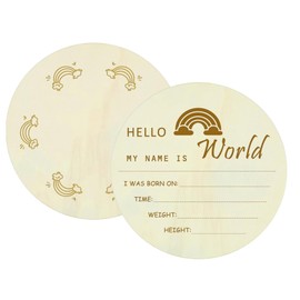 baby announcement sign,hello world newborn sign,baby name sign,welcome baby sign,birth announcement sign (wood color(round))
