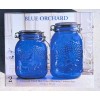 Circleware Blue Orchard cobalt blue colored glass Jars, 2 piece: