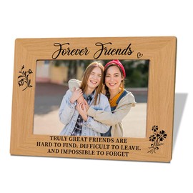 Forever Friends Wooden Picture Frame - 4x6 Inches, Perfect for Birthday or Christmas, Long Distance Friendship Gift