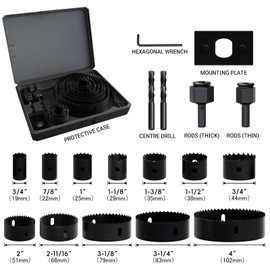 XZH 18 PCS Hole Saw Set, 19mm-102mm High Carbon Steel Hole Saws - Ideal for Soft Wood, PVC & Plastic Drilling | Professional & DIY Use