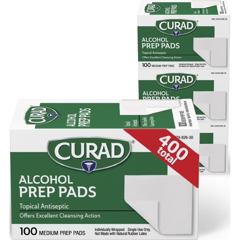 Curad CUR45585RB Compresas preparadas con alcohol, paquete de 400