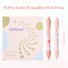 Valtiner 6 Pcs Cute Erasable Gel Pens, Retractable Black Ink