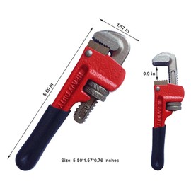 PANSHIYON Small Pipe Wrench, 6 Inch Straight Adjustable Mini Pipe Wrench Heavy Duty for Tight Spaces