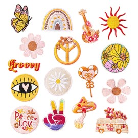 DIY Clothing Patches Sticker Embroidery Patches for Iron-On Patch Patches for Appliques for Sewing or Ironing Clothing Patches for T-Shirt Jeans Clothing Bags Pack of 16