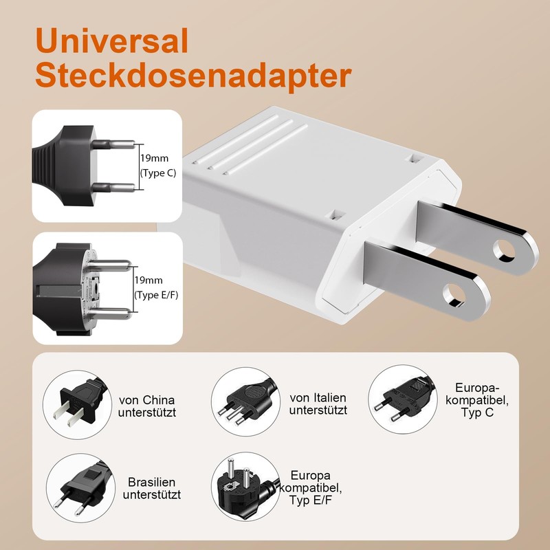 GRIFEMA USA Travel Adaptor 4 Pack 6A 250V