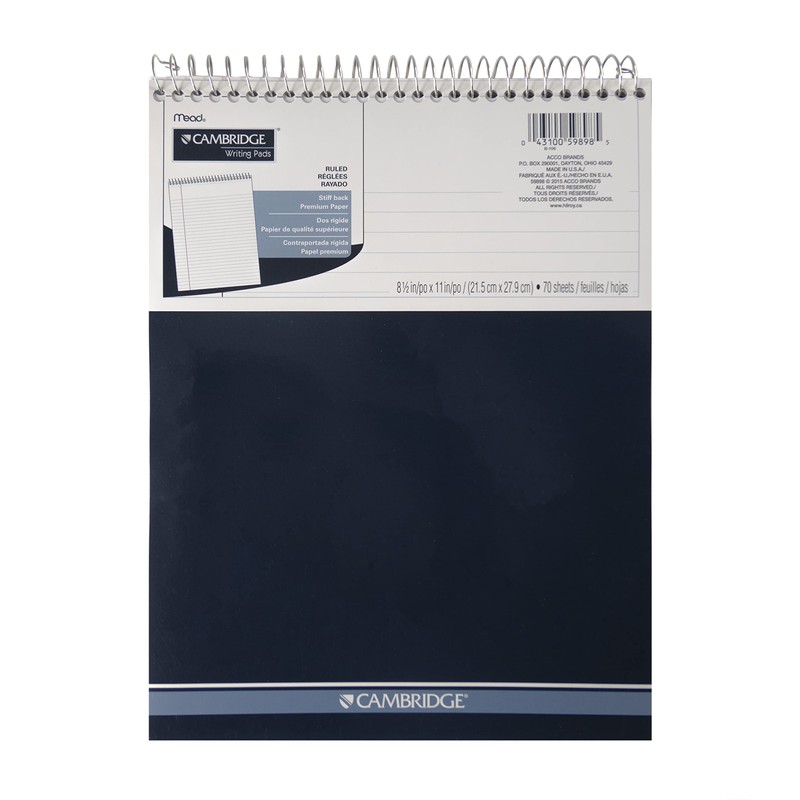 Cambridge Top-Coil Business Notebook, 8-1/2 X 11-3/4-Inch, 70 Sheets/140 Pages