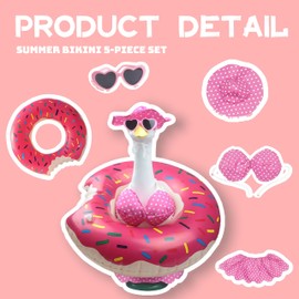 Koyea Hawaiian Porch Goose Outfits – Porch Goose Summer Outfit, Porch Goose Bikini for Outdoor Lawn Ornament, Fun Garden Decor,Holiday Patio Decoration,Fits 23" Porch Goose