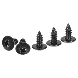 DTGN #8x3/8 Sheet Metal Screws - 100 Pack - for Wood, Furniture - Carbon Steel Phillips Truss Head Self Tapping Tip Wood Screws - Black