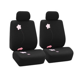 FH Group FB053BLACK115 Universal Fit Full Set Floral Embroidery Design Black Automotive Seat Covers fits most Cars, SUVs, and Trucks (Airbag compatible and Split Bench)
