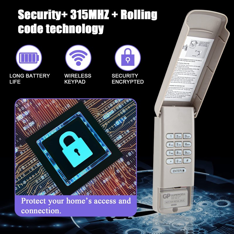 for LiftMaster 377LM Wireless Keypad/Keyless Entry Compatible with Purple Learn