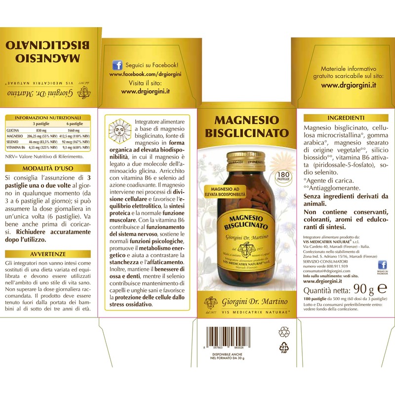 MAGNESIO BISGLICINATO pastiglie Giorgini Dr. Martino - 90 g