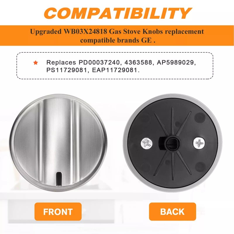 WB03X24818 5 Pcs WB03X2481 Stainless Steel Look Control Knobs for