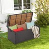 HAPPYGRILL Patio Storage Bench Rattan Wicker Deck Box with Acacia