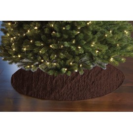 Shiny Crushed Crinkle Taffeta Tree Skirt Christmas Decoration 54" Round Holiday Event Tree Décor (Brown)