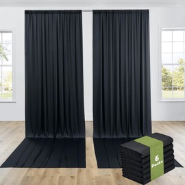 30ftx14ft Black Backdrop Curtains for Wedding-Wrinkle Free Backdrops Curtain Drapes Fabric Decorations Photo Back Drop Cloth for Baby Shower Photography Stage Reception 6Panels 14ft(H) x 5ft(W)
