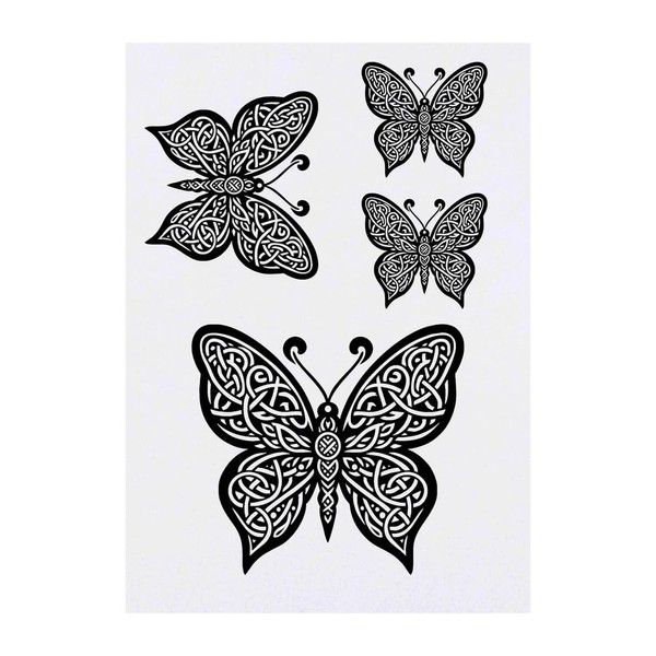 4 x 'Celtic Butterfly' Temporary Tattoos - Water Resistant, Skin-Safe,