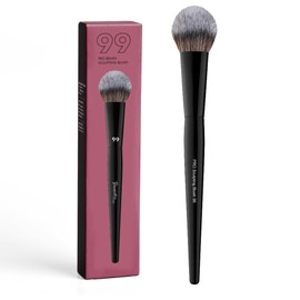 99 Pro Sculpting Blush Brush, Spade Head Design, Soft Dense Bristles for Precise Application, Black Handle, Cream Powder Makeup