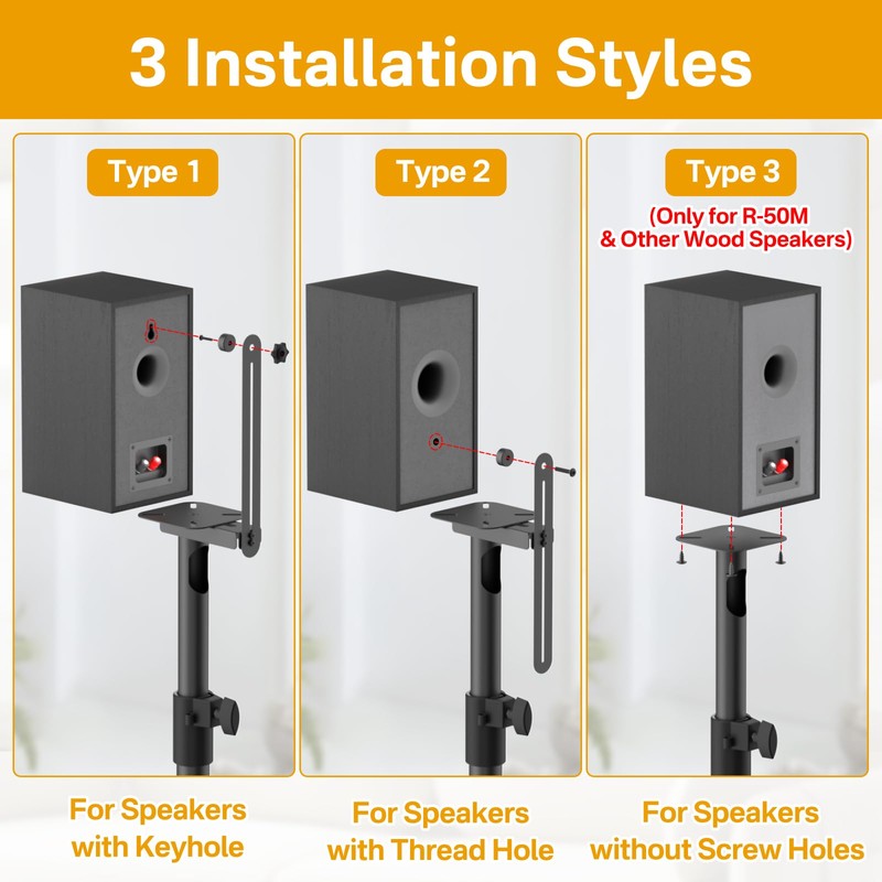 Height Adjustable Bookshelf Speaker Stands Pair for Klipsch Speaker Stands