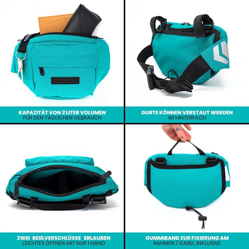 Bomence Small Bicycle Handlebar Bag Waist Bag 2-in-1, Belt Bag,