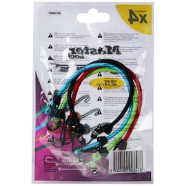 MASTER LOCK Bungees with Hooks [Set of 4 Bungee Cords] [25 cm Bungee] [Double Reverse Hook] [Random Color] 3018EURDAT - Ideal for Transporting, Packing and Securing Small Loads