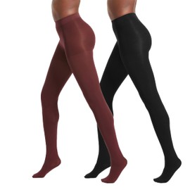 No nonsense Women's Super Opaque Control-Top Tights, Black/Port Royale, Large