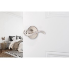 BRINKS – 6-Pack Satin Nickel Transitional Privacy Locking Wave Door Handle – Interior Modern Bed/Bath Lockset Round Wave Door Lever