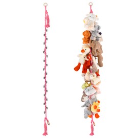 CERETIA 1/2 pcs 80" Cotton Hanging Storage Chain for Stuffed Animals Storage with 20 Metal Clips, Stuffed Animal Organizer Chain for Wall Corner Nursery Play Room, Pink