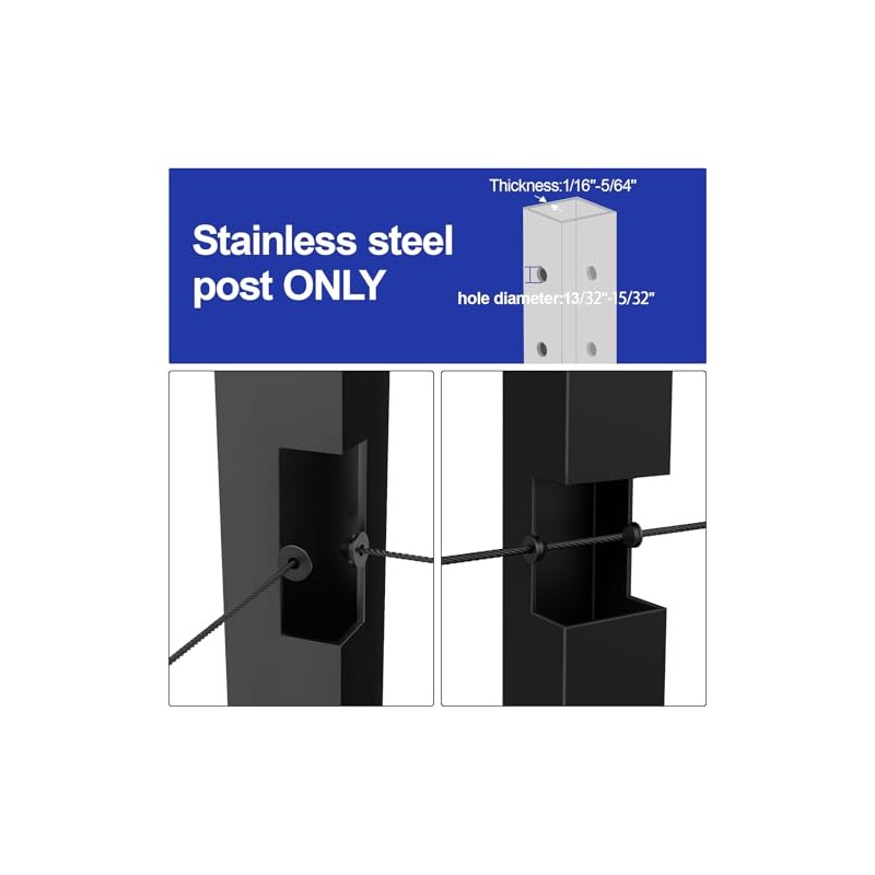 BLIKA 100 Pack Cable Railing Rubber Grommets for 1/8" 5/32"