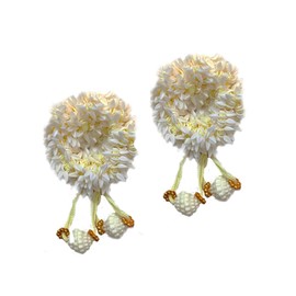 CreativeZone Scented Floral Bud With Tassel Mogra Jasmine Fragrant Hair Tie Ponytail Holder Bun Rubber Band Pack of 2