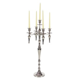 Deco 79 Traditional Aluminum Solid Candelabra, 16" x 16" x 33", Silver
