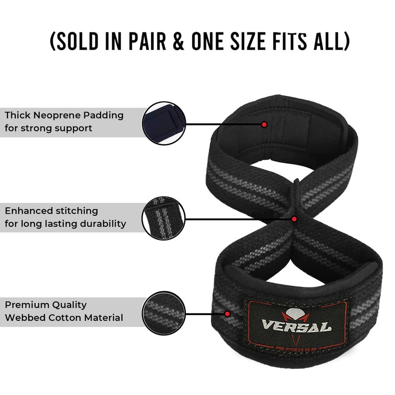VERSAL Weight Lifting Straps Figure 8 Lifting Straps Neoprene Padded
