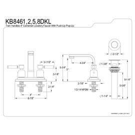 Kingston Brass KB8468DKL Kaiser 4" Centerset Bathroom Faucet, Brushed Nickel