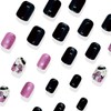 IMRAIN Press on Nails Short Square Fake Nails Pink Black