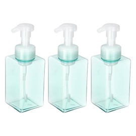uxcell 3PCS Square Empty Foam Pump Bottle, 450ml Travel Foam Soap Dispenser Empty Refillable Plastic Pump Bottle for Lash Shampoo, Hand Soap, Facial Lotion(5.7", Clear Blue)